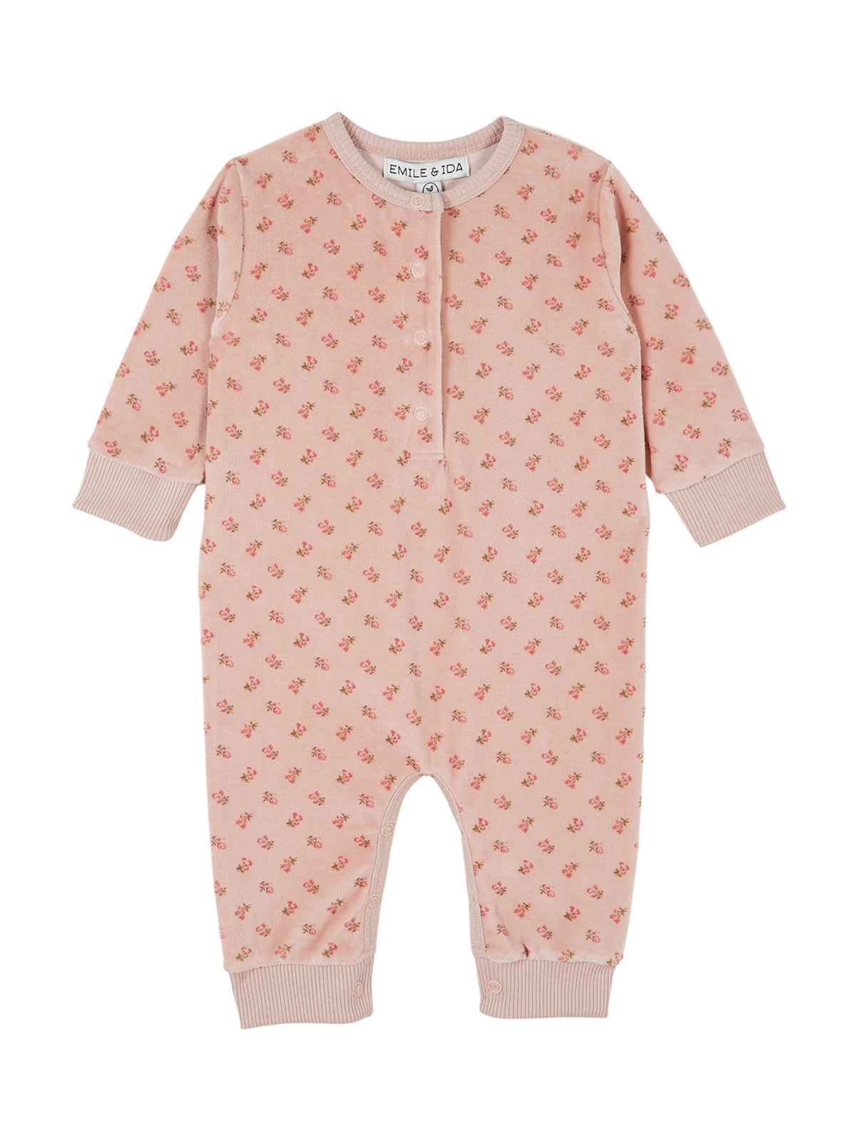 Velour Floral Print Romper Rompers Emile et Ida Rose 6M