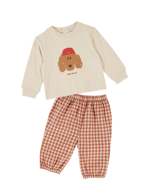 Wouf De Toi Gingham Baby Set Sets Emile et Ida Chestnut 12M