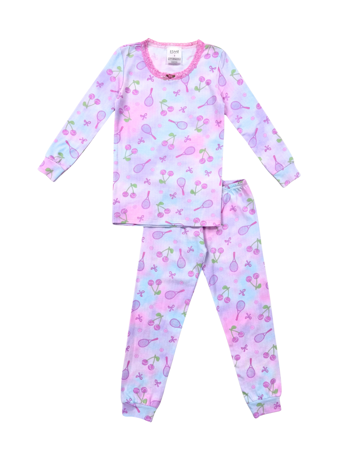 Cherry Tennis Two Piece Pajamas Pajamas Esme 2Y Pink