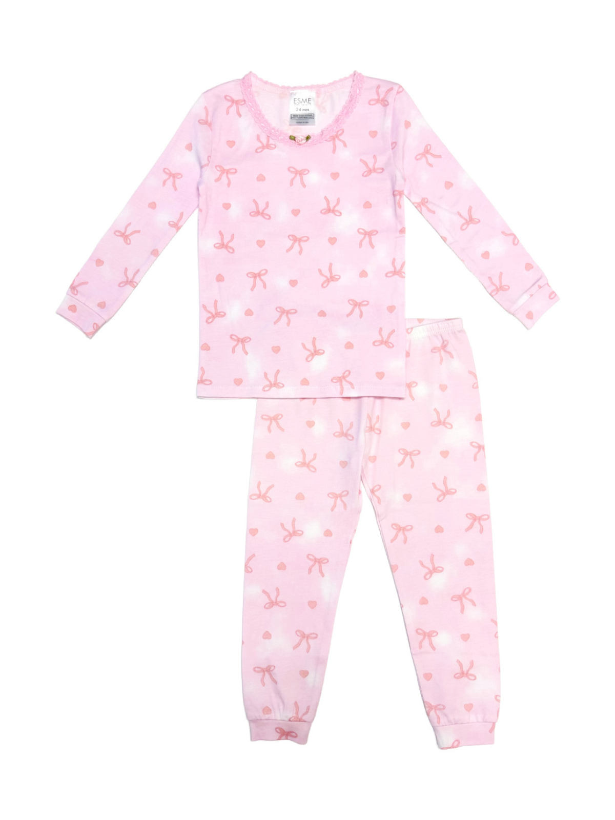 Coquette Bows Two Piece Pajamas Pajamas Esme Light Pink 2Y