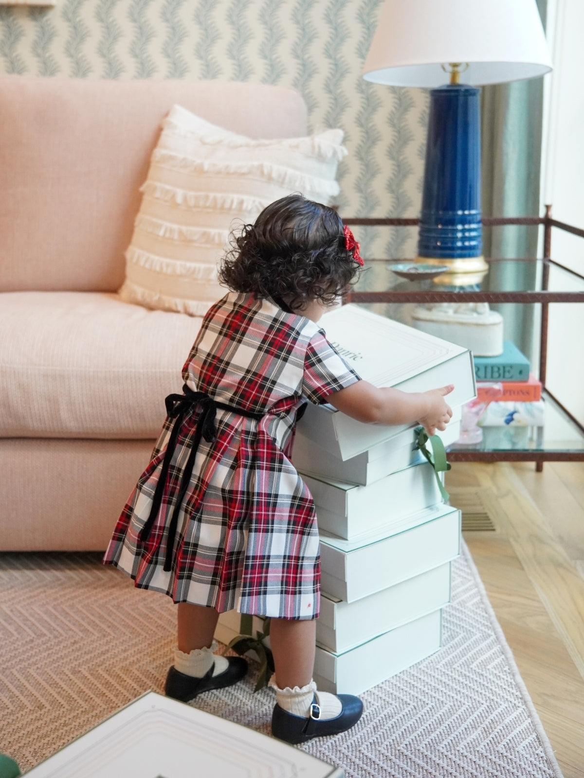 Plaid Dress with Velvet Bows Dresses Florence Eiseman