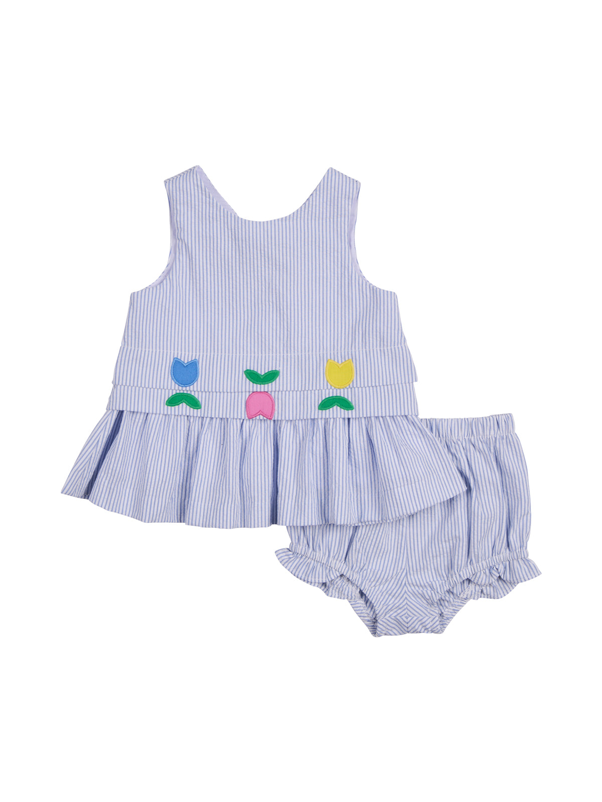 Seersucker Tulip Baby Dress Dresses Florence Eiseman Blue Seersucker 6M