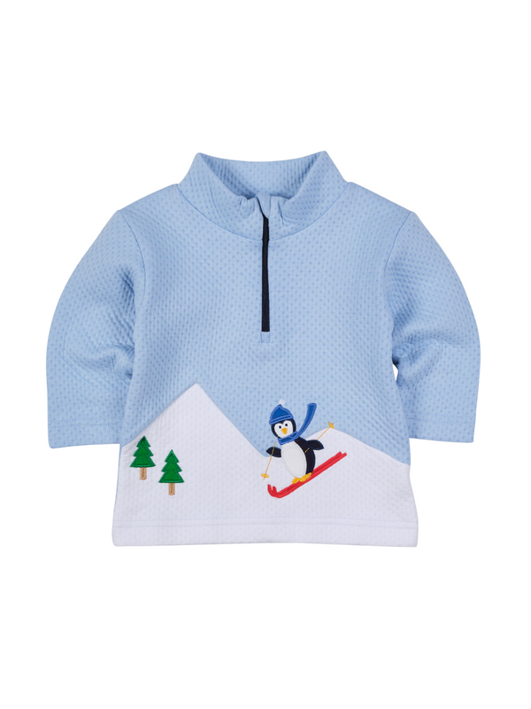 Ski Penguin Half Zip Sweatshirts Florence Eiseman Light Blue 2Y