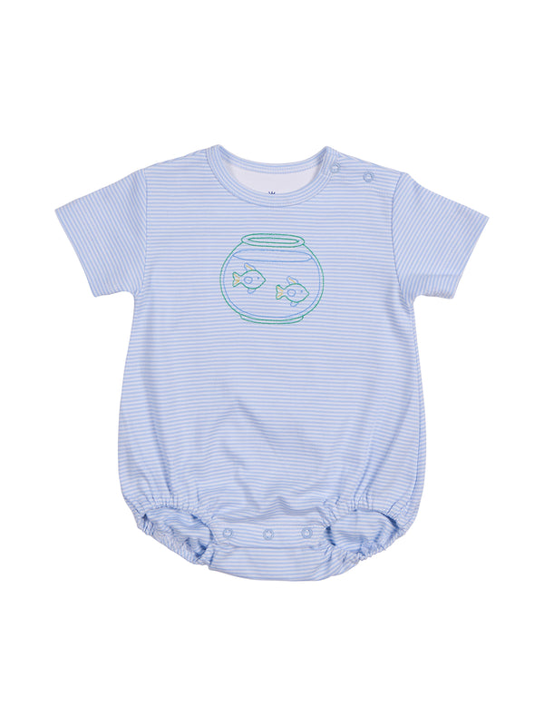 Striped Knit Fish Bowl Romper Rompers Florence Eiseman Light Blue Stripe 3M