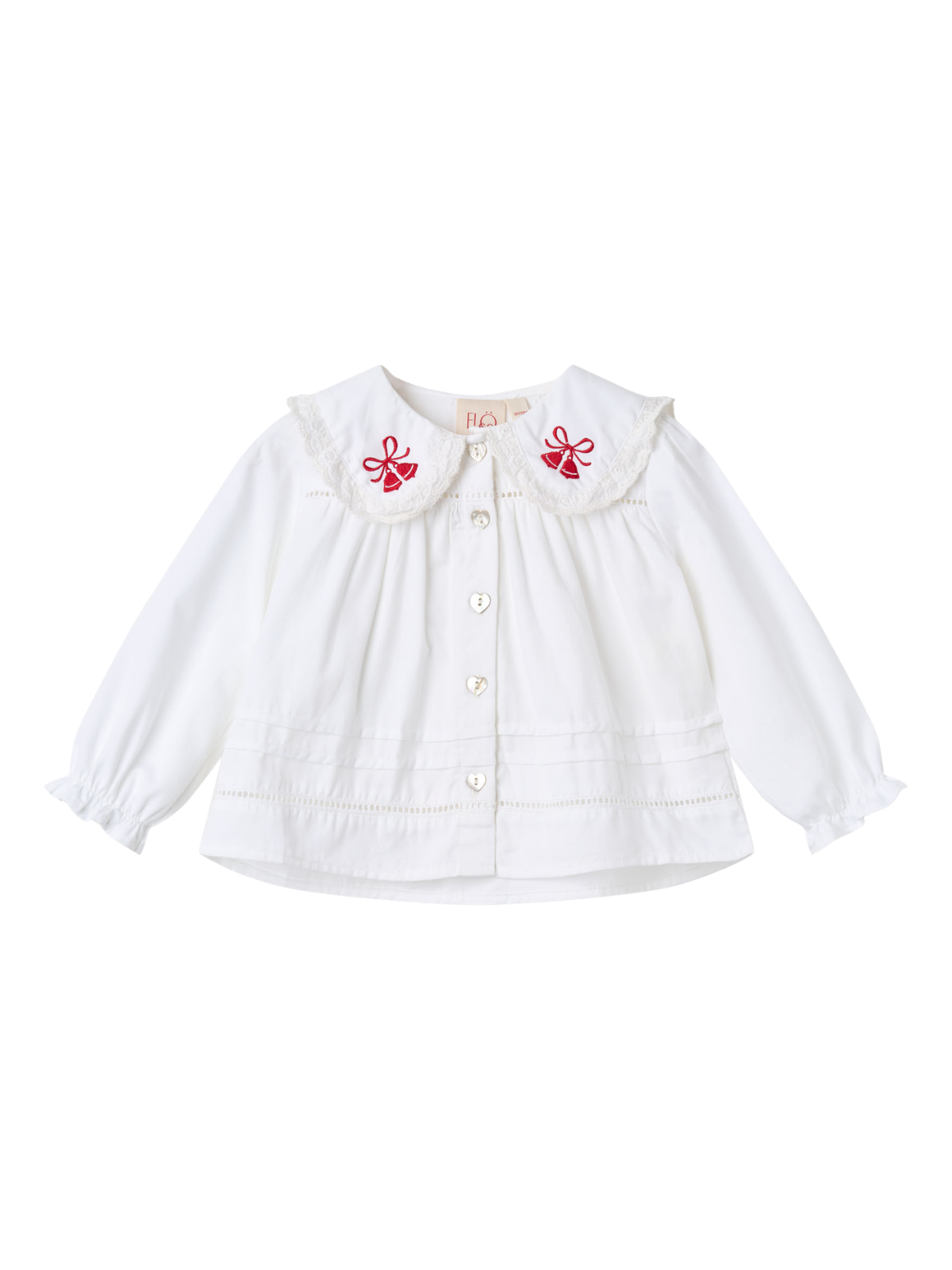 Adele Embroidered Collar Blouse Tops Flöss White 2Y