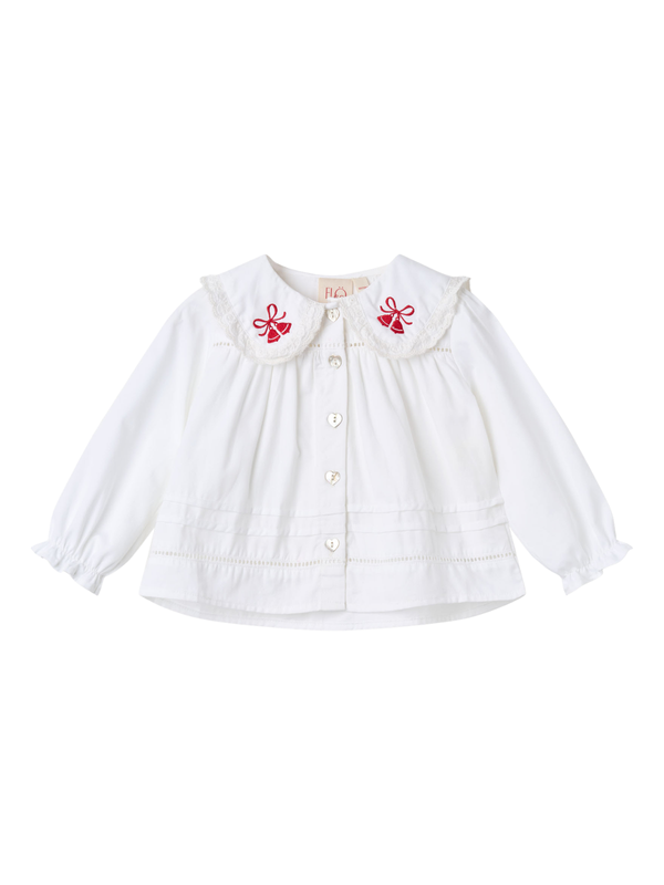 Adele Embroidered Collar Blouse Tops Flöss White 2Y