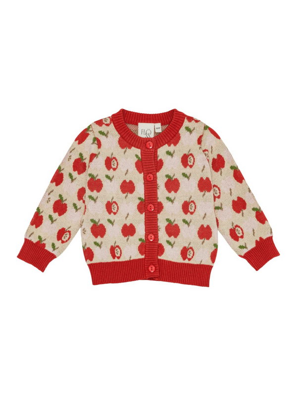 Apple Knit Cardigan Sweaters Flöss Red Apple 1Y