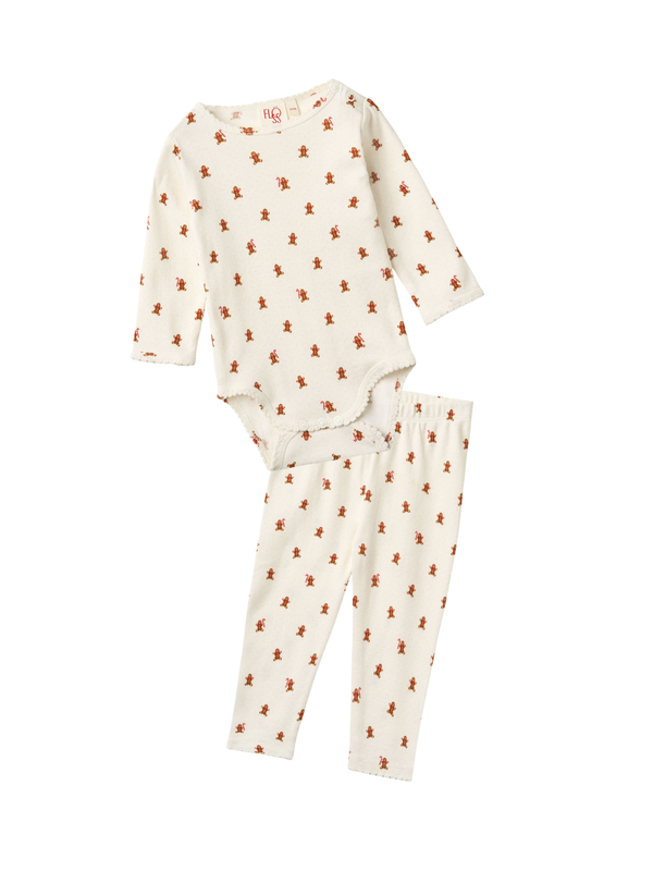 Charlie Gingerbread Bodysuit & Leggings Set Sets Flöss Gingerbread Dot 6M