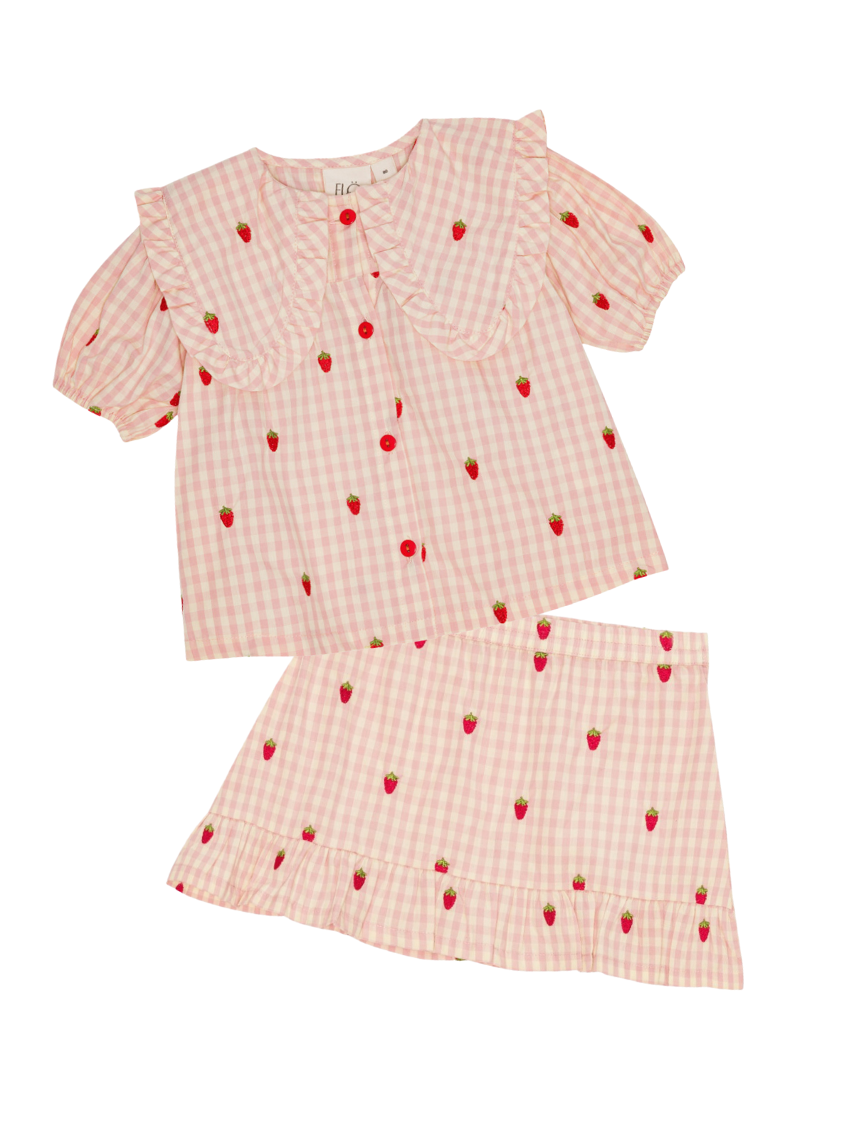 Dolly Berry Skirt Set Sets Flöss Pink Gingham 2Y