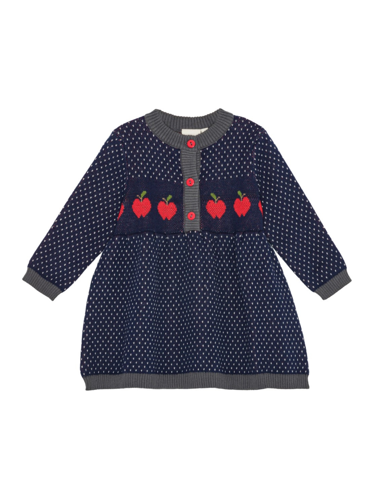 Esther Apple Knit Dress Dresses Flöss Navy 2Y