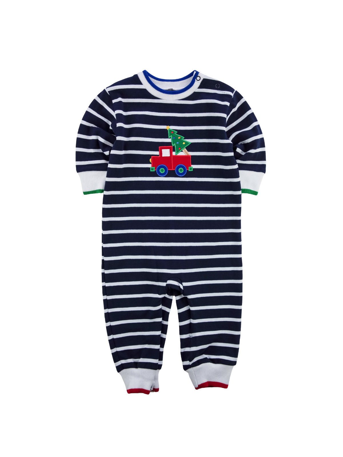 Stripe Christmas Truck Romper Rompers Florence Eiseman Navy 3M 