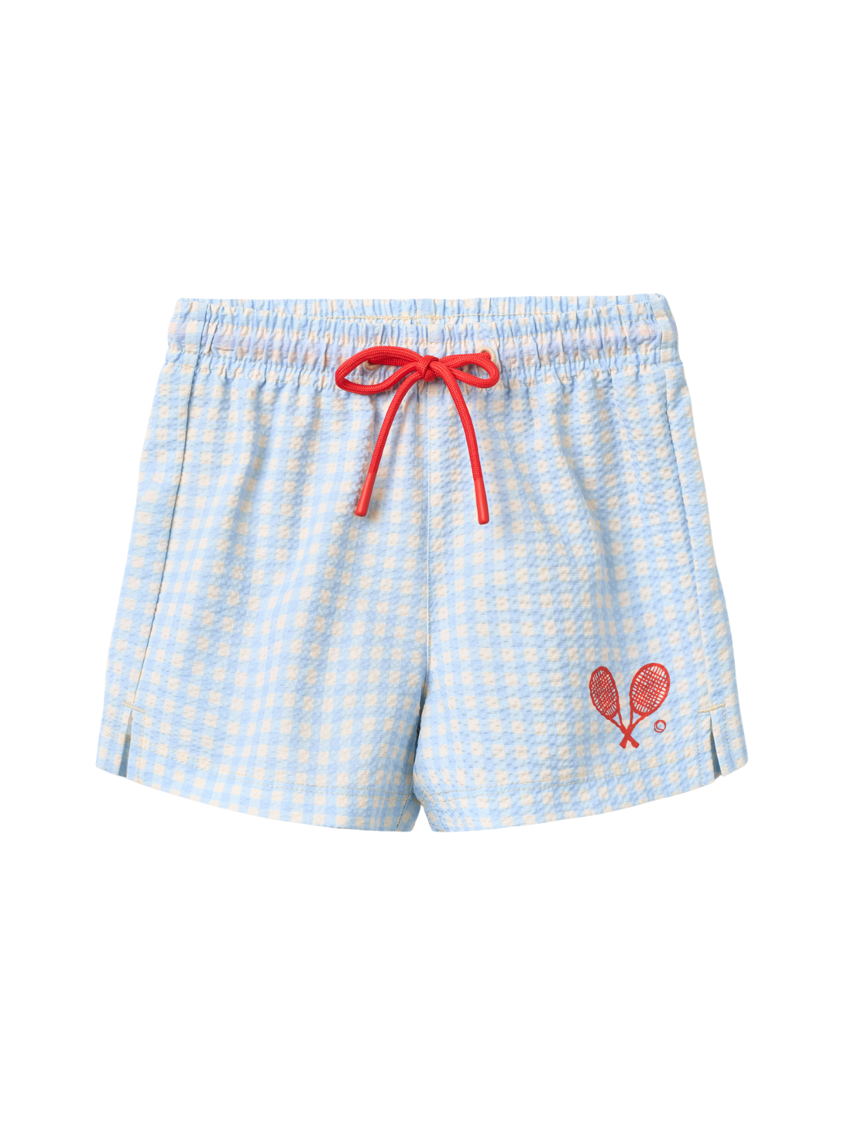 Gingham Swim Shorts Swim Flöss Light Blue 2Y