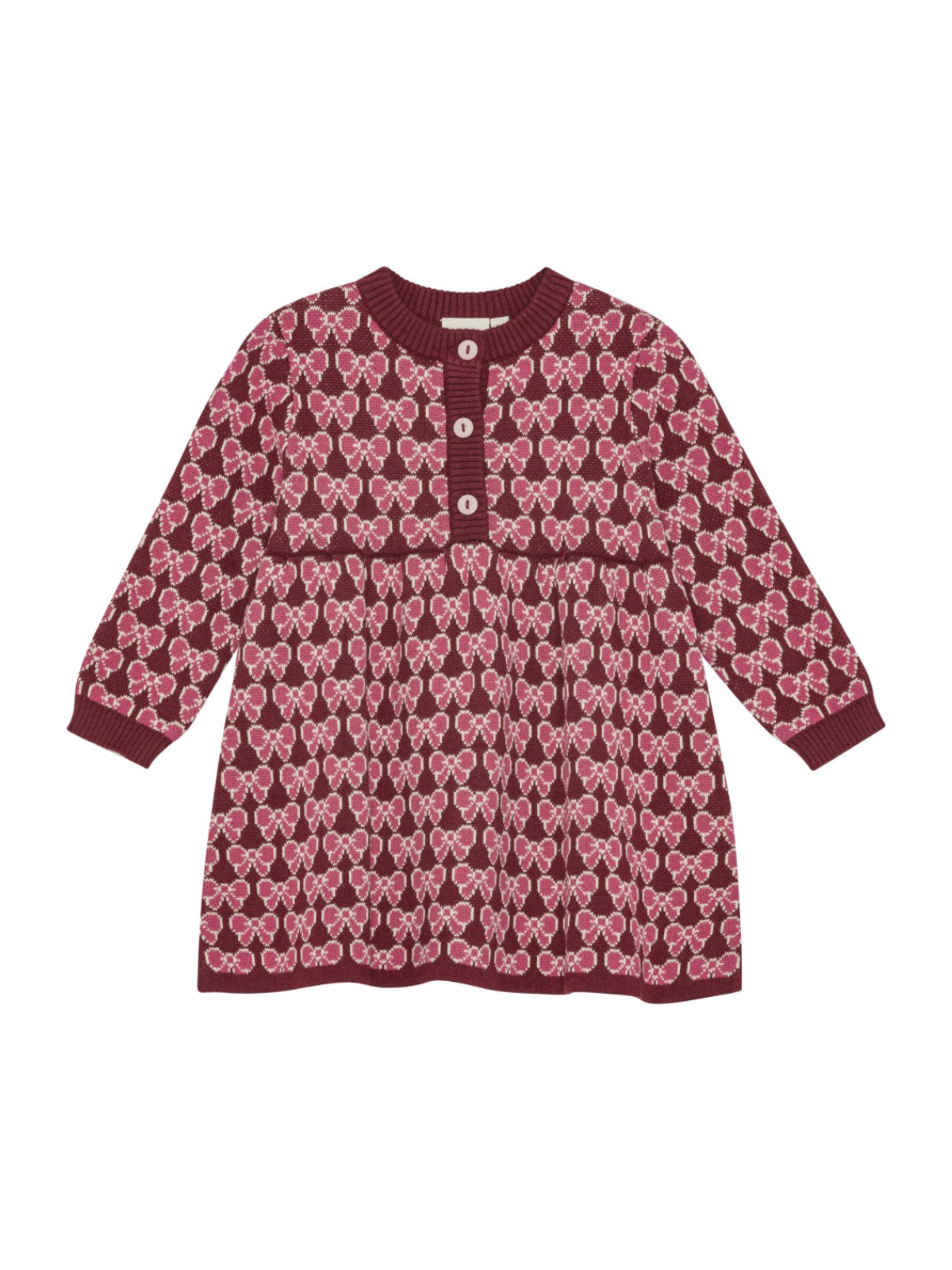 Nova Knit Dress Dresses Flöss Bordeaux Bow 2Y