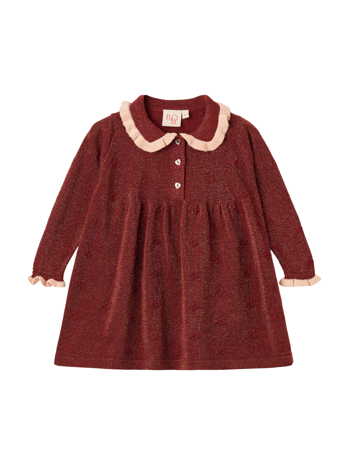 Olive Lurex Dress Dresses Flöss Dark Cranberry 2Y