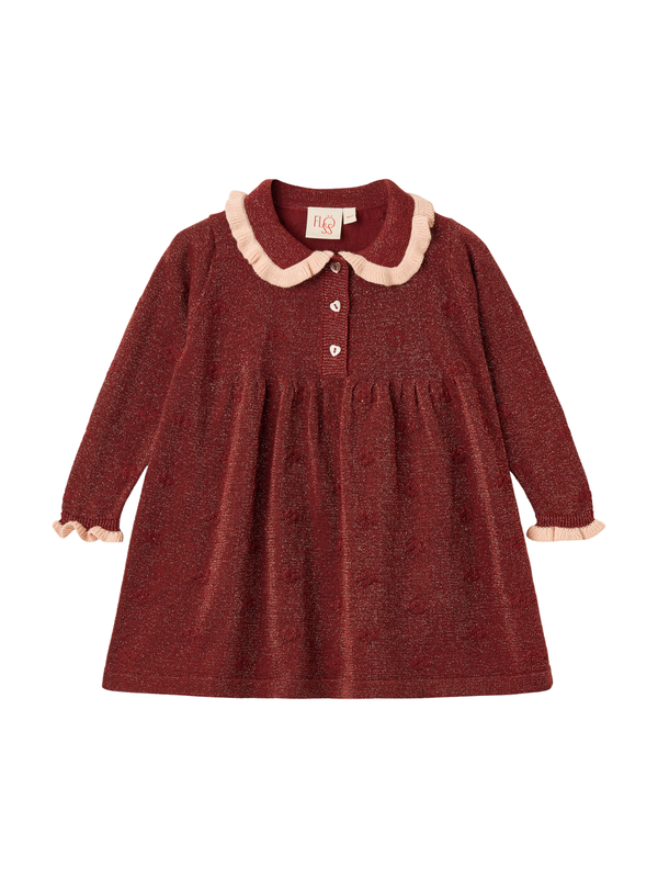 Olive Lurex Dress Dresses Flöss Dark Cranberry 2Y