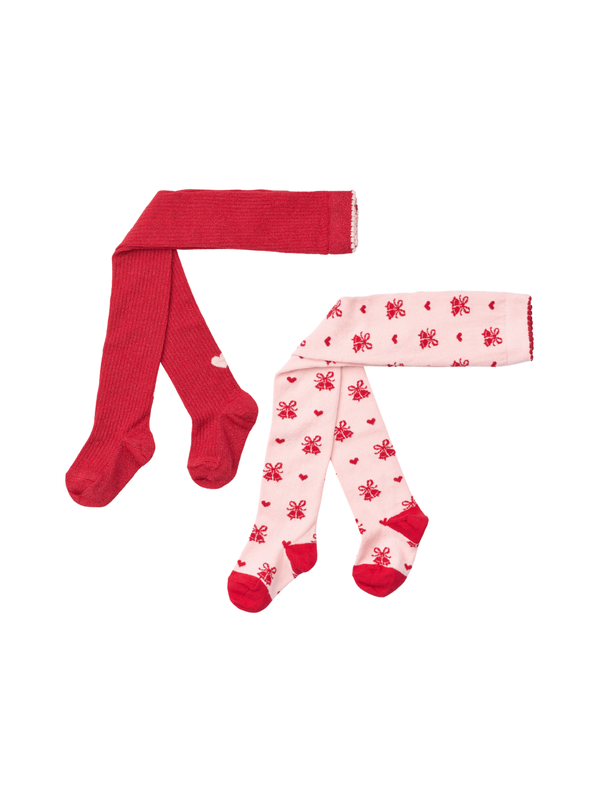 Vera Tights Set - Pink Red Glitter Tights Flöss Red 12-24M