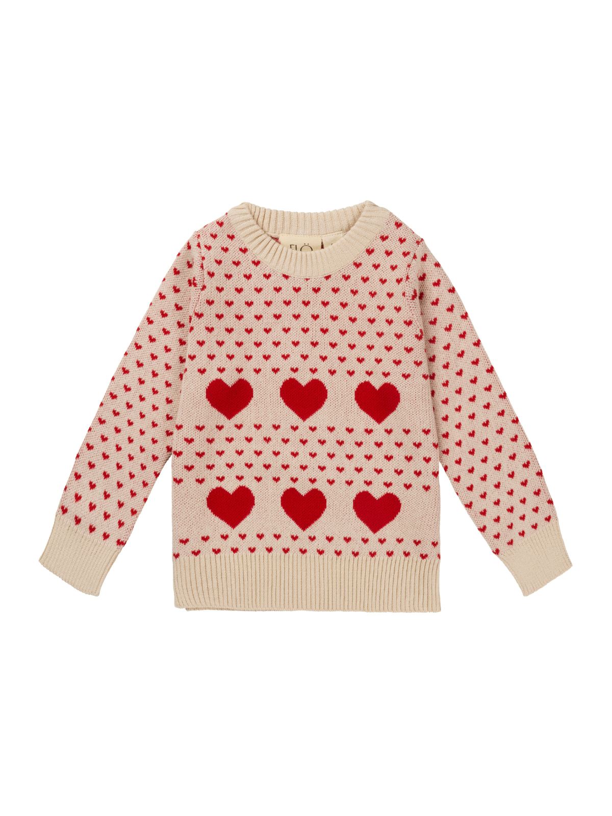 Zoe Heart Sweater Sweaters Flöss Ivory 2Y 