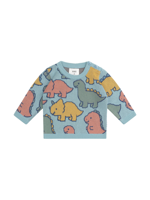 Allover Dino Sweater Sweaters Huxbaby Marine Blue 2Y 