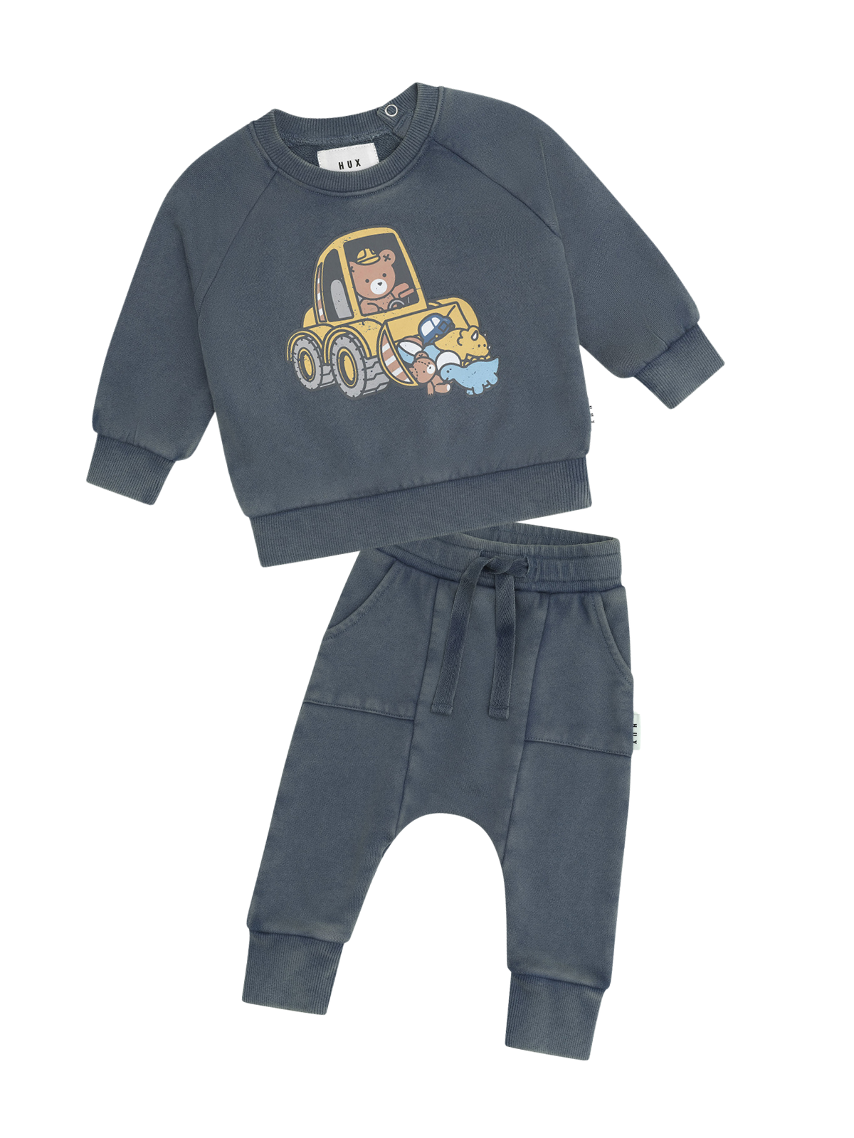 Digger Hux Set Sets Huxbaby Washed Navy 1Y 