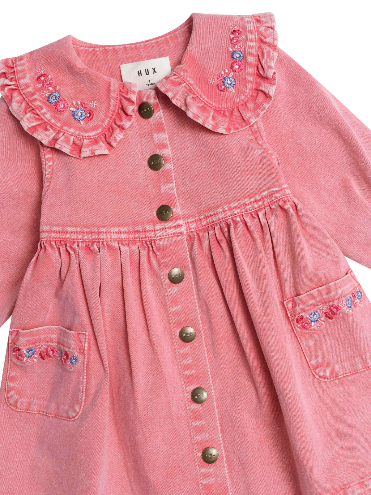 Floral Collar Denim Dress Dresses Huxbaby