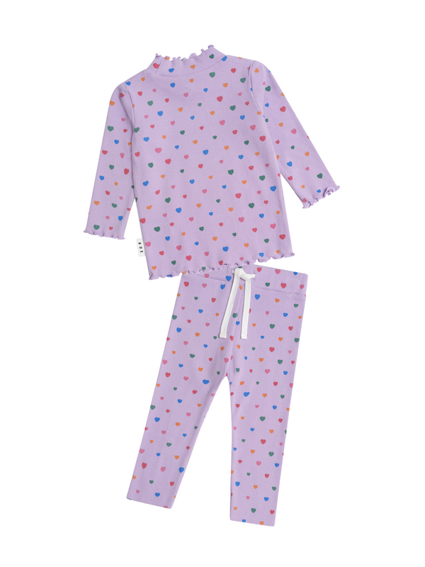Hearts All Over Ribbed Set Sets Huxbaby Purple Rose 6-12M