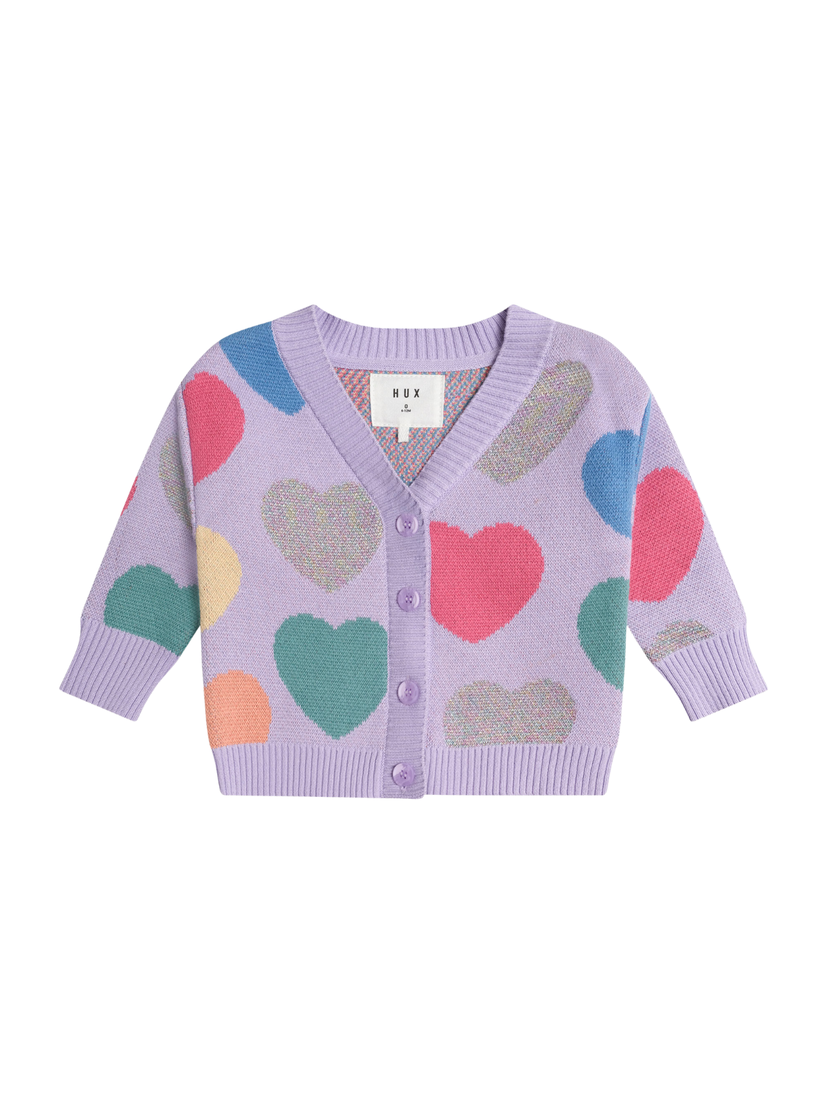 Loveheart Knit Cardigan Sweaters Huxbaby Purple Rose 1Y