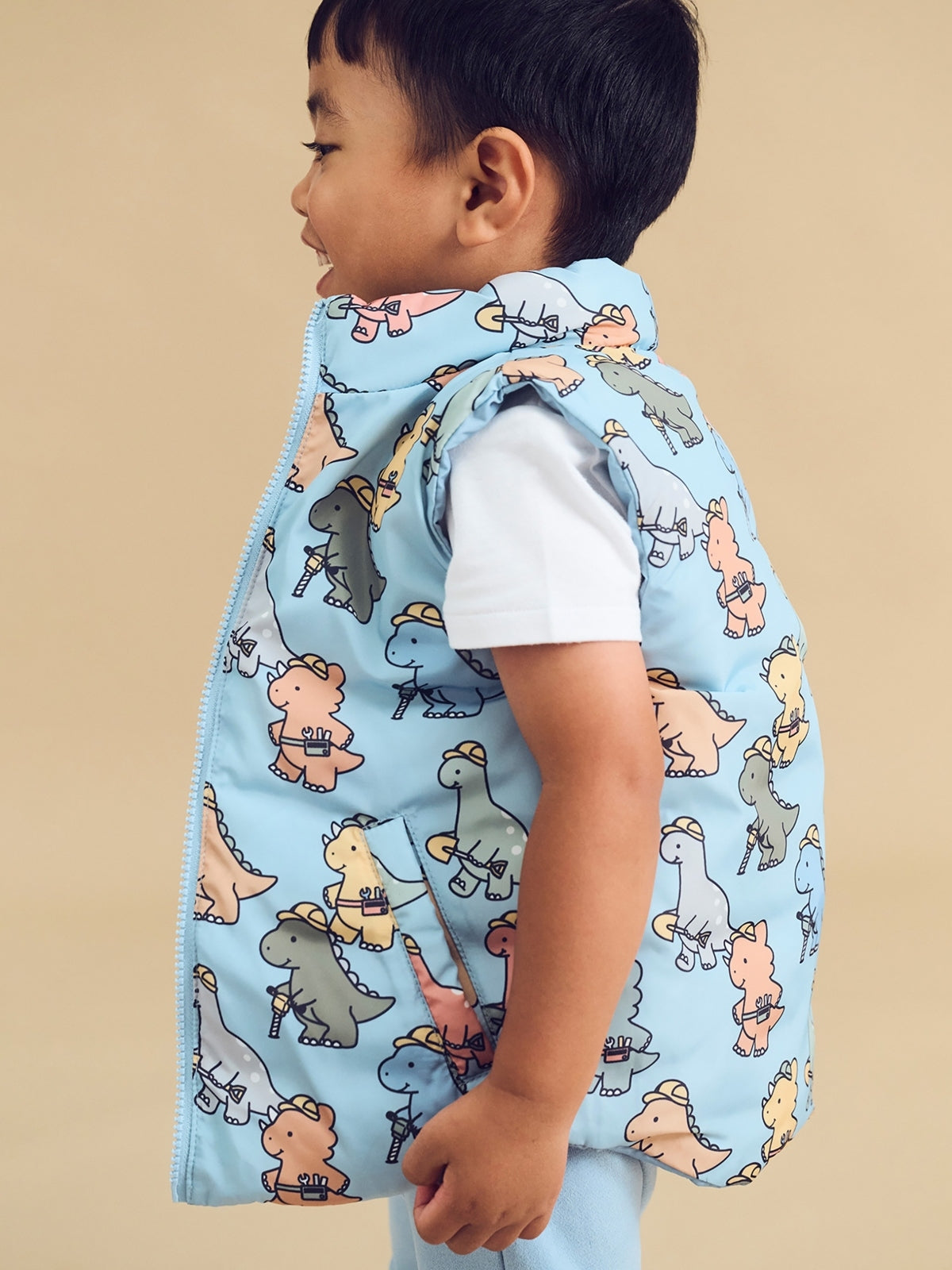 Reversible Dino Vest Outerwear Huxbaby   