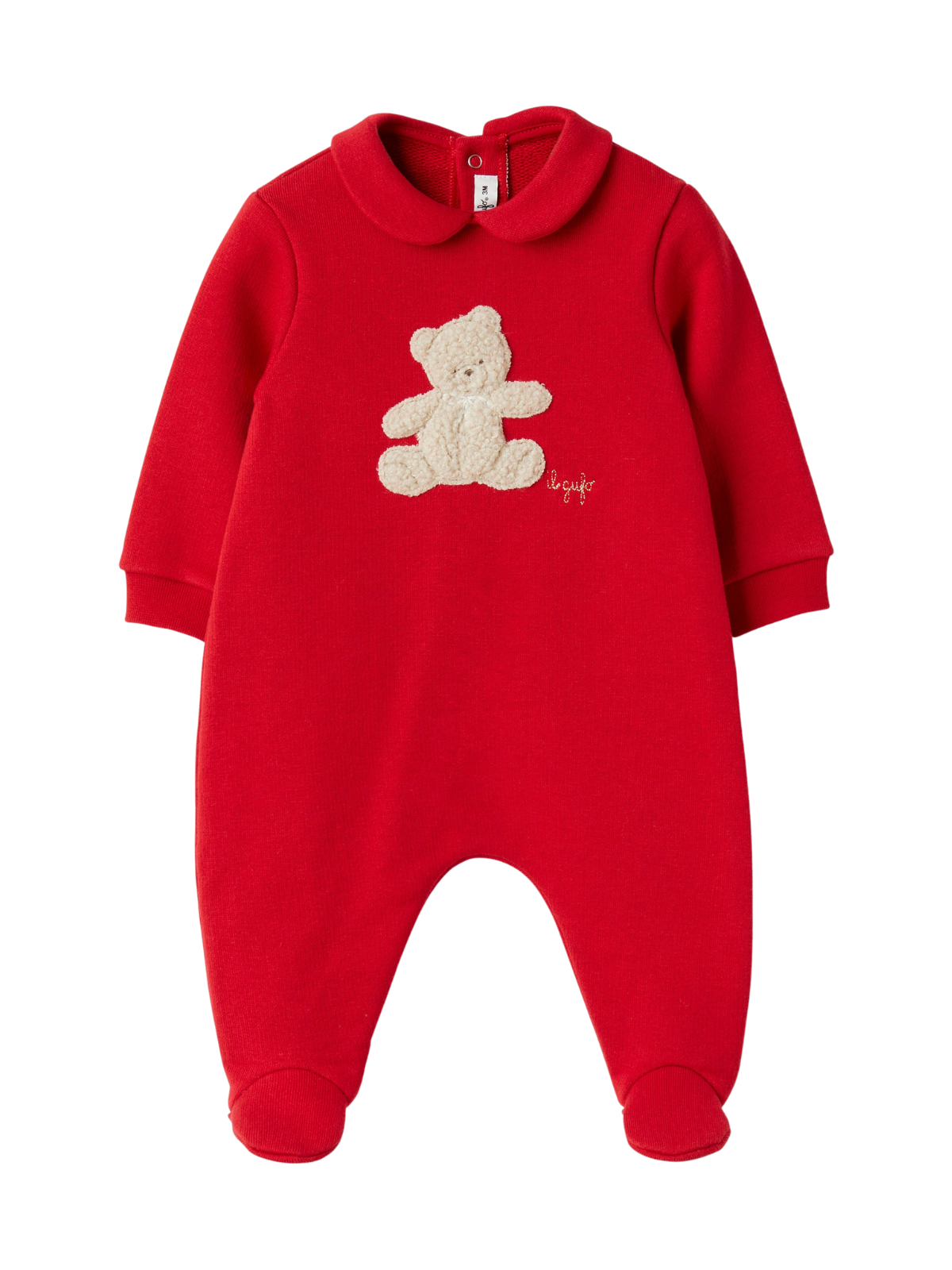 Boucle Bear Collared Footie Rompers Il Gufo Red 1M 