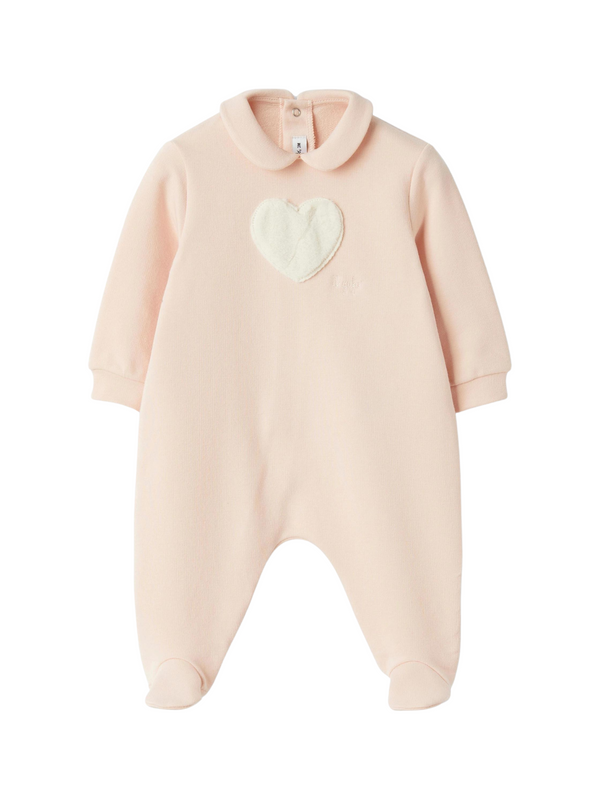 Heart Collared Footie Rompers Il Gufo Smoothie Pink 1M 