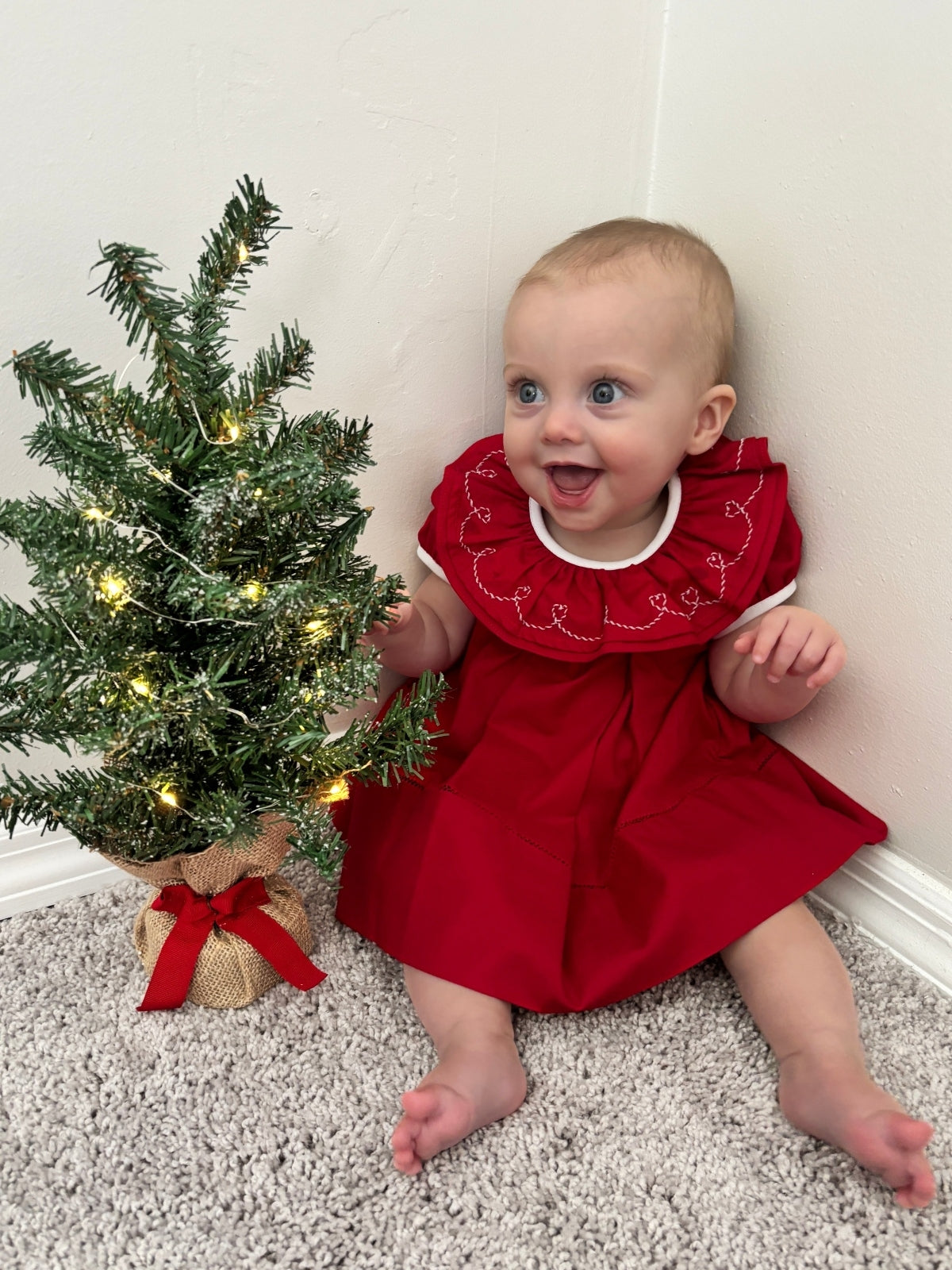 Stitched Collar Red Dress Dresses Sophie & Lucas