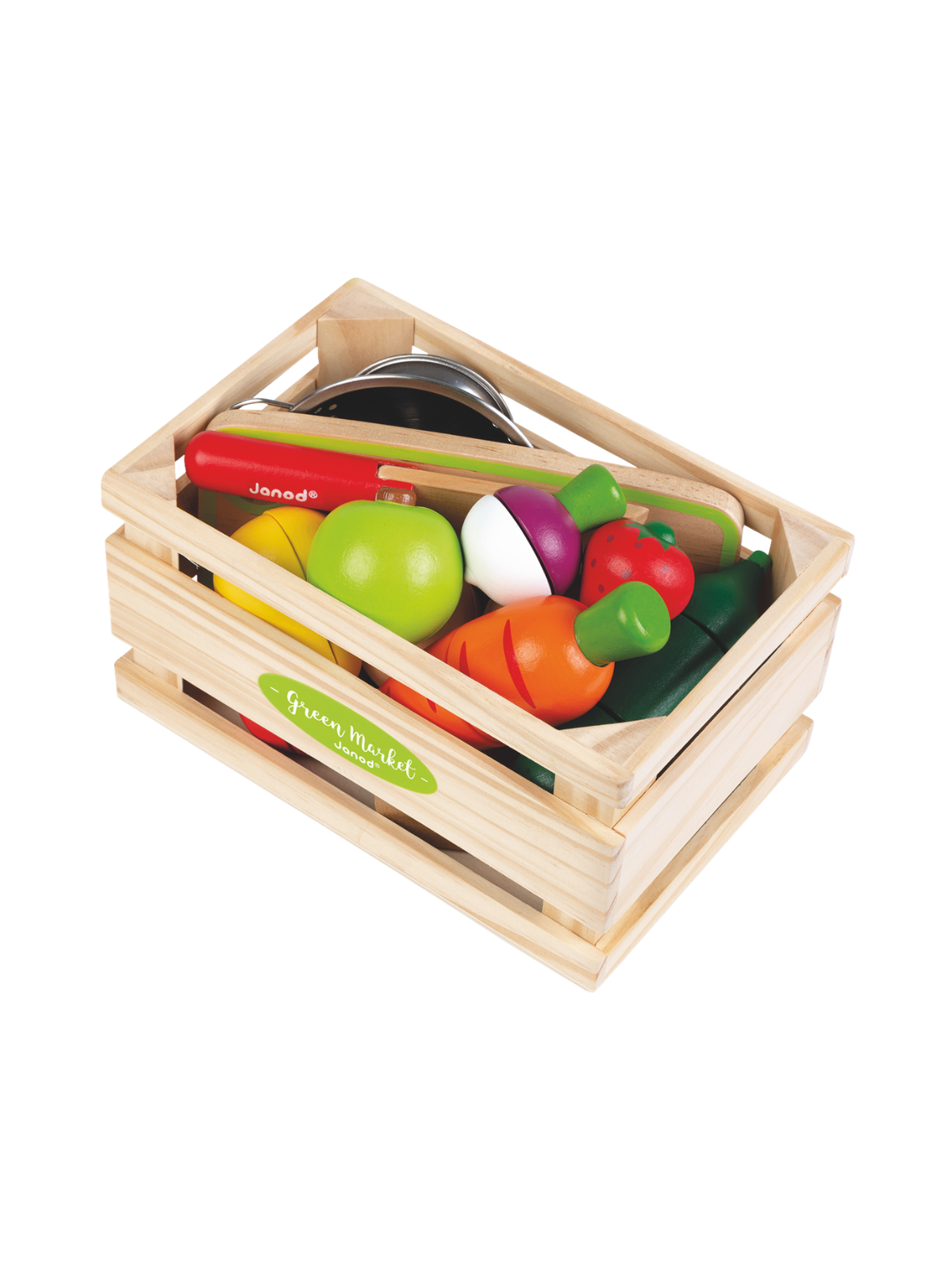 Velcro Fruit and Veggie Crate Pretend Play Janod