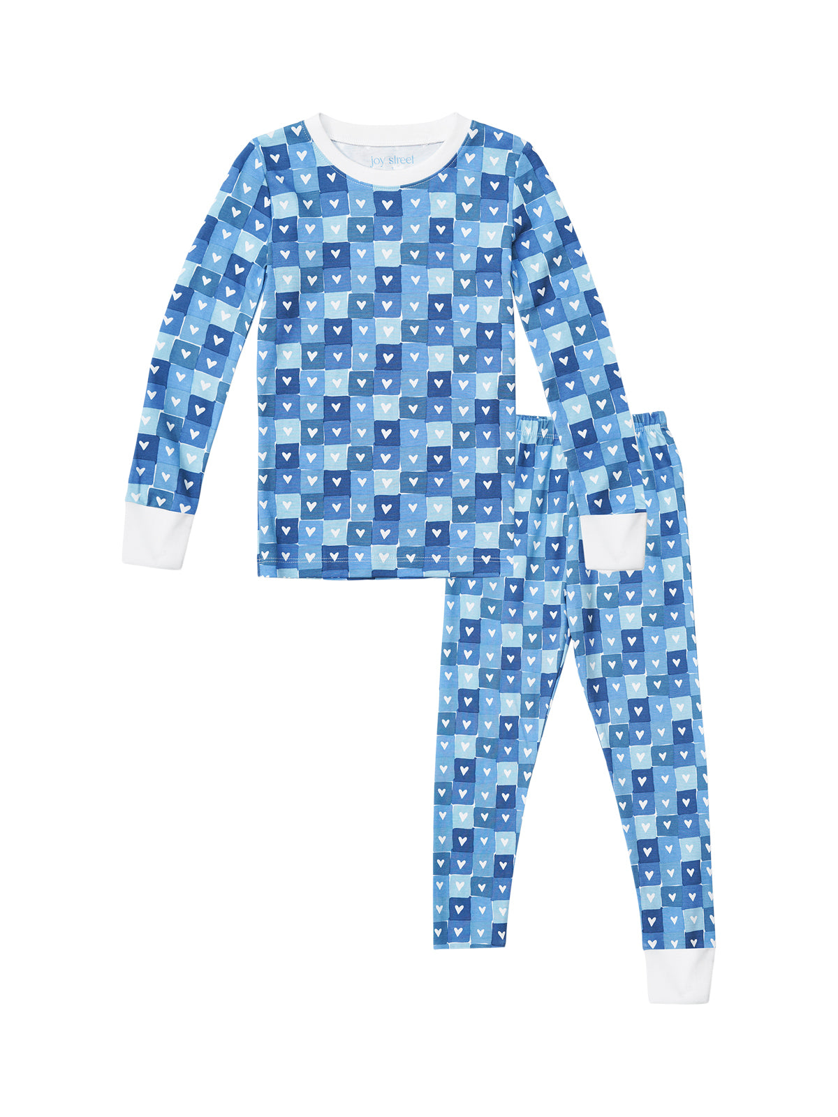 Block Hearts Two Piece Pajama Set - Blue Pajamas Joy Street Kids