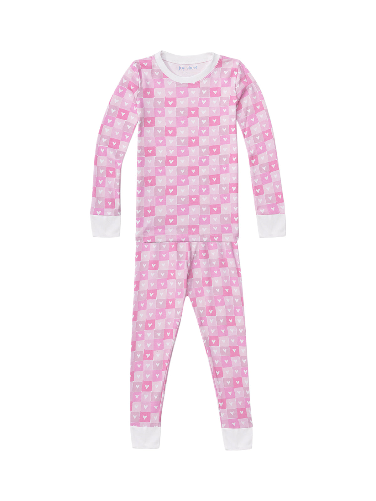 Block Hearts Two Piece Pajama Set - Pink Pajamas Joy Street Kids Pink 2Y