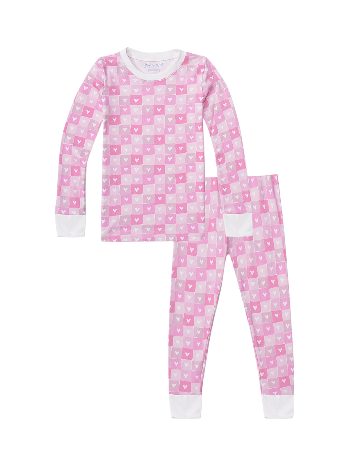 Block Hearts Two Piece Pajama Set - Pink Pajamas Joy Street Kids