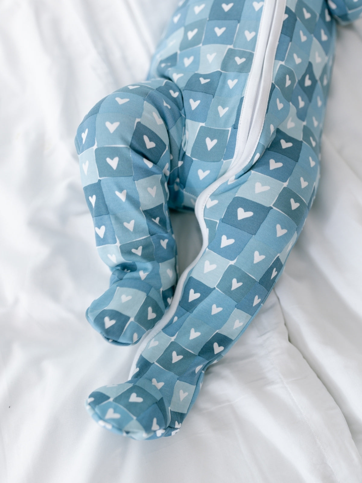 Block Hearts Zip Footie - Blue Pajamas Joy Street Kids