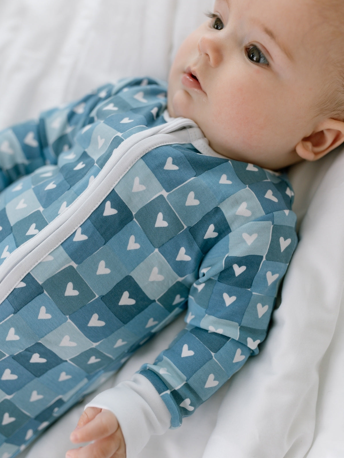 Block Hearts Zip Footie - Blue Pajamas Joy Street Kids