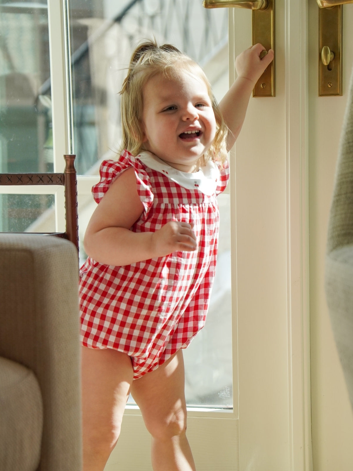 Charlotte Gingham Romper Rompers Kidiwi