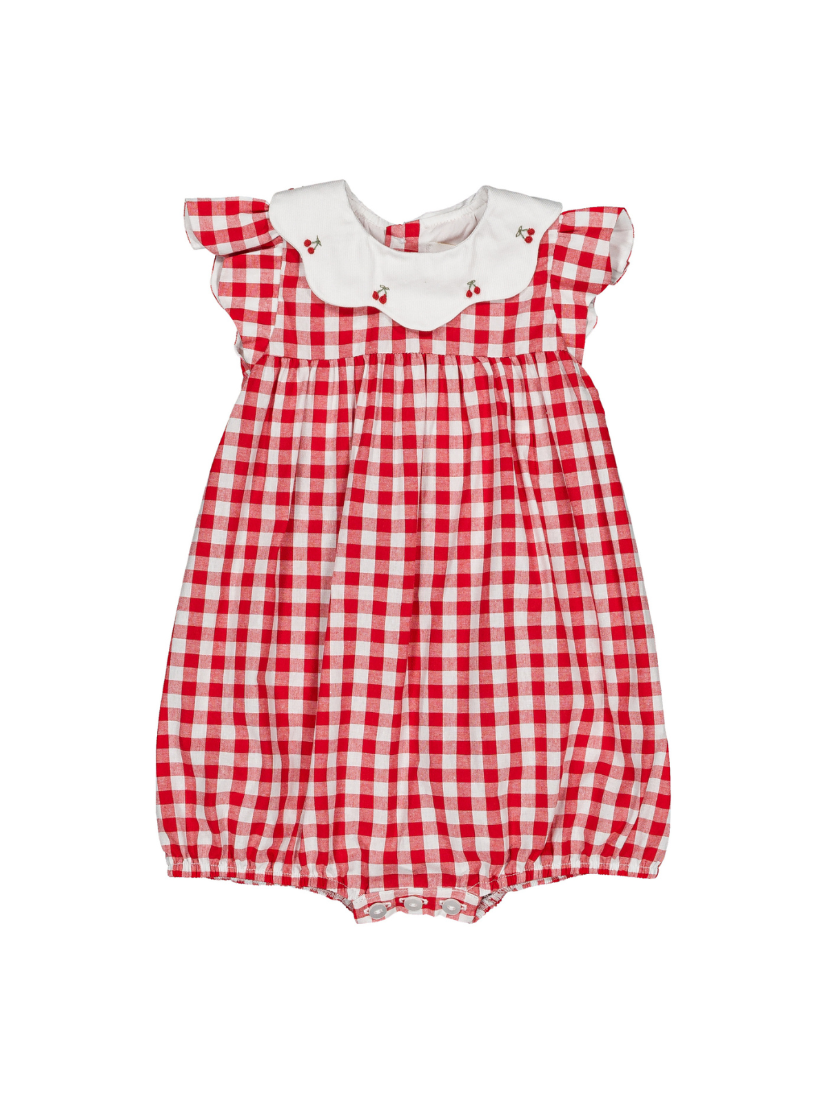 Charlotte Gingham Romper Rompers Kidiwi Red Gingham 6M