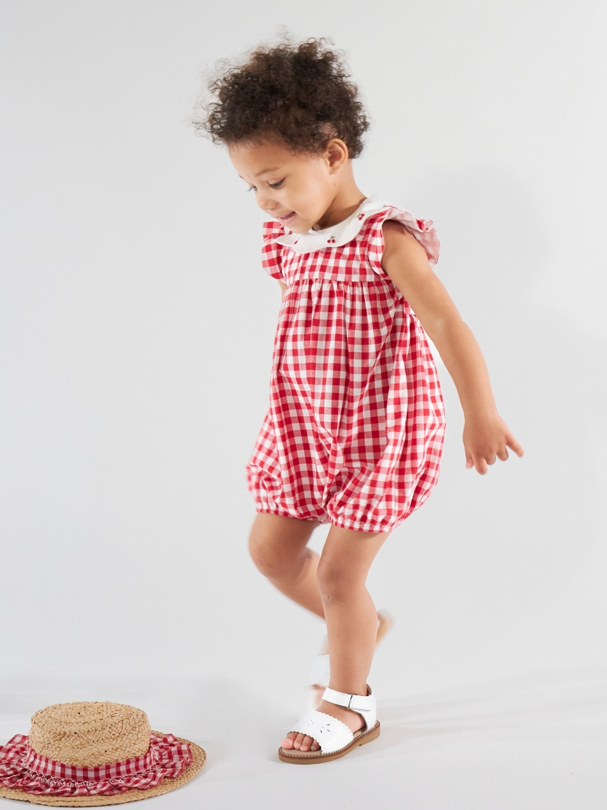 Charlotte Gingham Romper Rompers Kidiwi