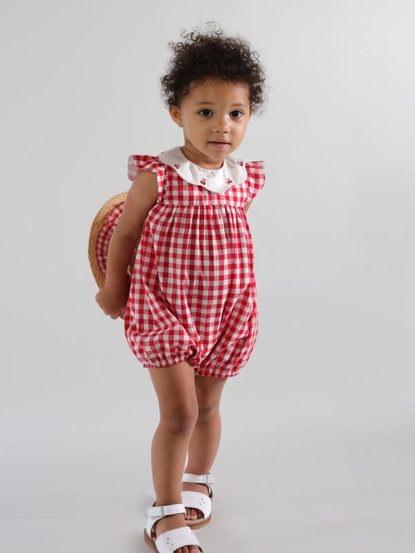 Charlotte Gingham Romper Rompers Kidiwi
