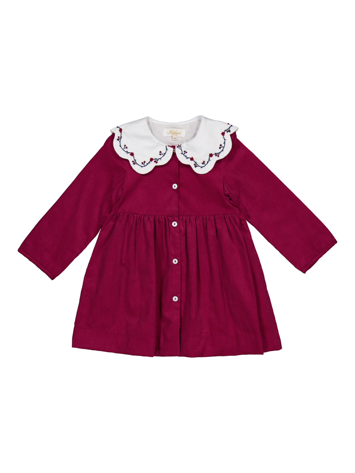 Colette Embroidered Long Sleeve Dress Dresses Kidiwi Bordeaux 2Y
