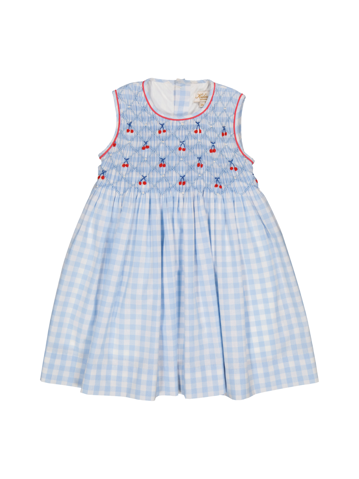 Emma Smocked Dress Dresses Kidiwi Blue Gingham 2Y