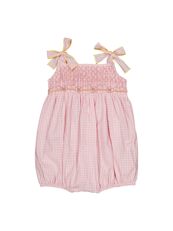 Francine Smocked Candy Pink Romper Rompers Kidiwi Candy Pink 6M