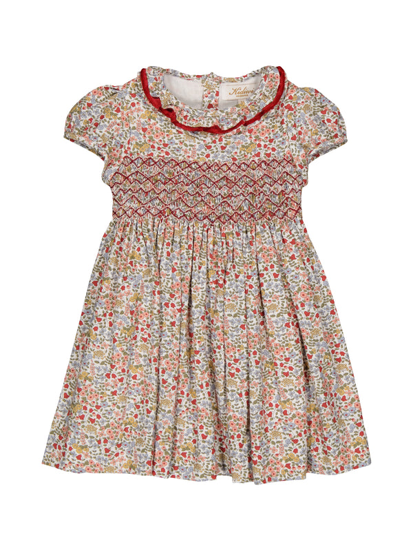 Hars Multi Floral Smocked Dress Dresses Kidiwi Red Multi Floral 2Y 
