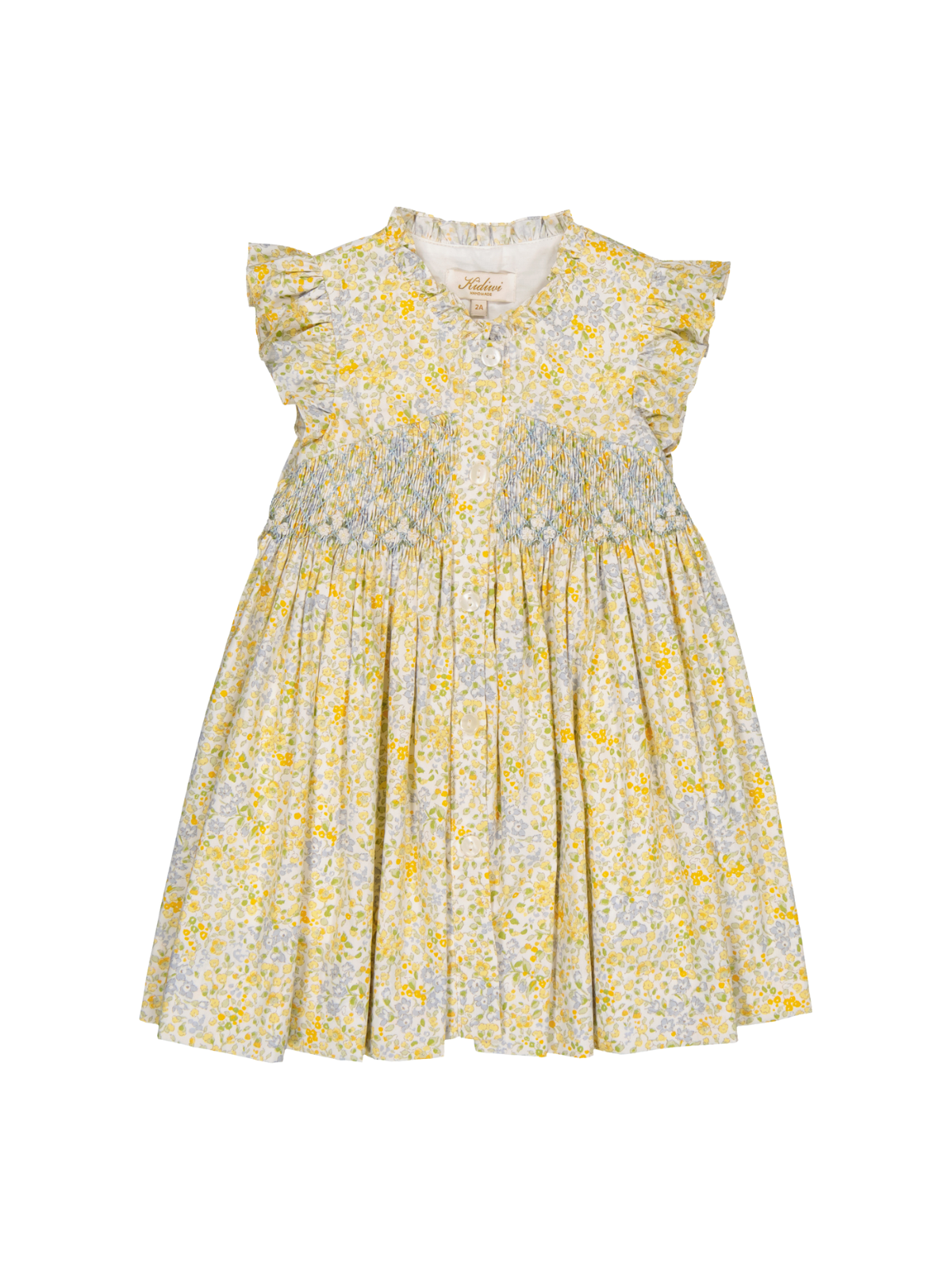 Lolyne Smocked Dress Dresses Kidiwi Ditsy Yellow Floral 3Y