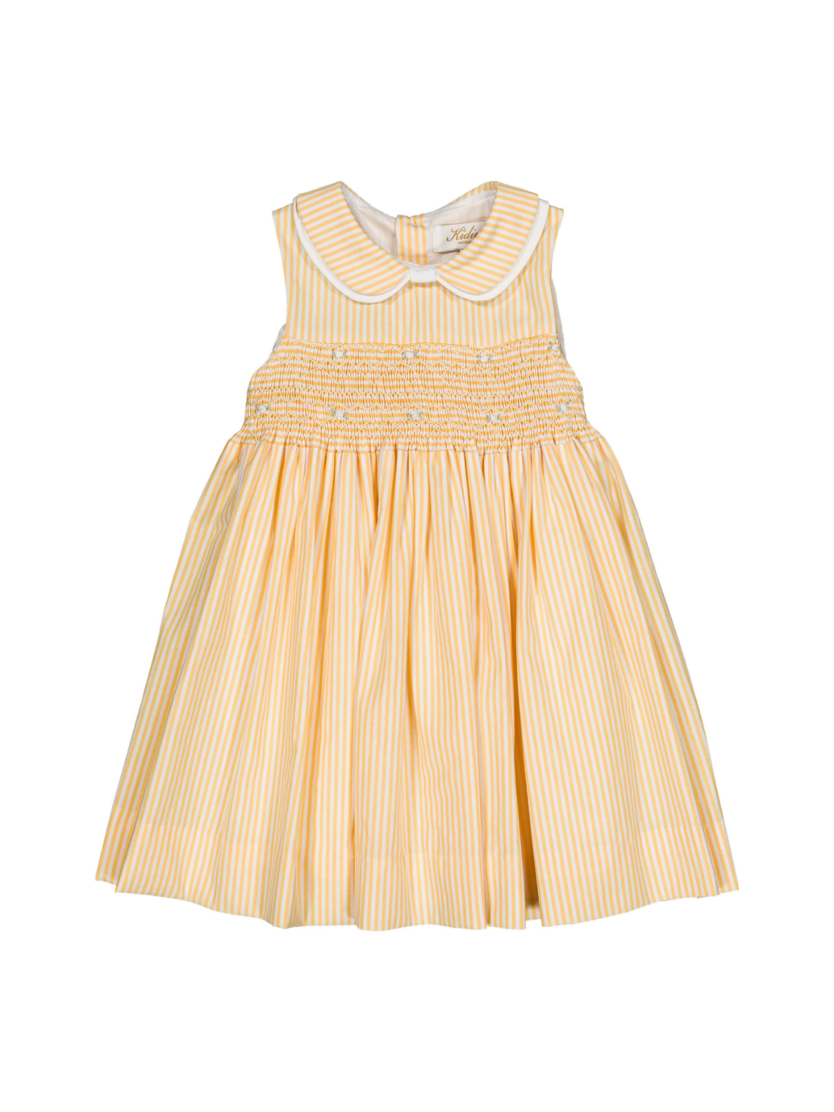 Maud Smocked Yellow Stripe Dress Dresses Kidiwi Yellow 12M
