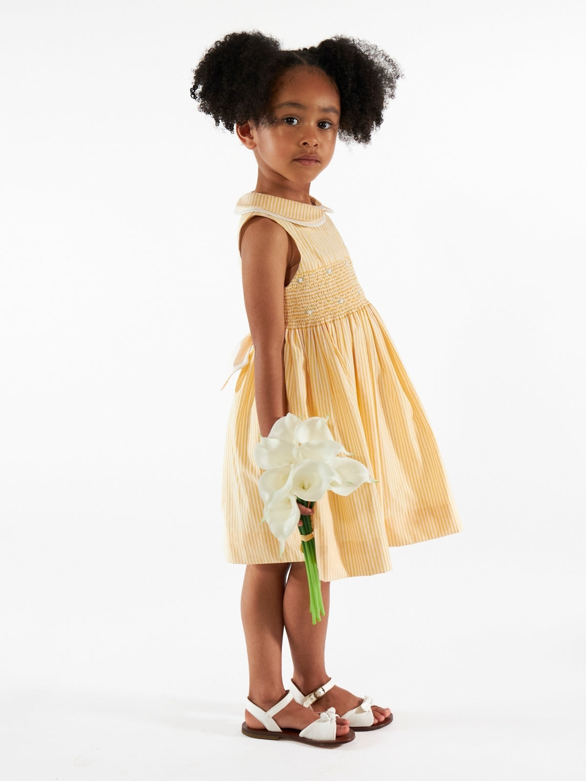 Maud Smocked Yellow Stripe Dress Dresses Kidiwi