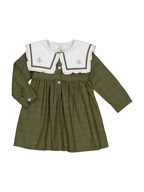 Paola Check Dress Dresses Kidiwi Olive Check 3Y