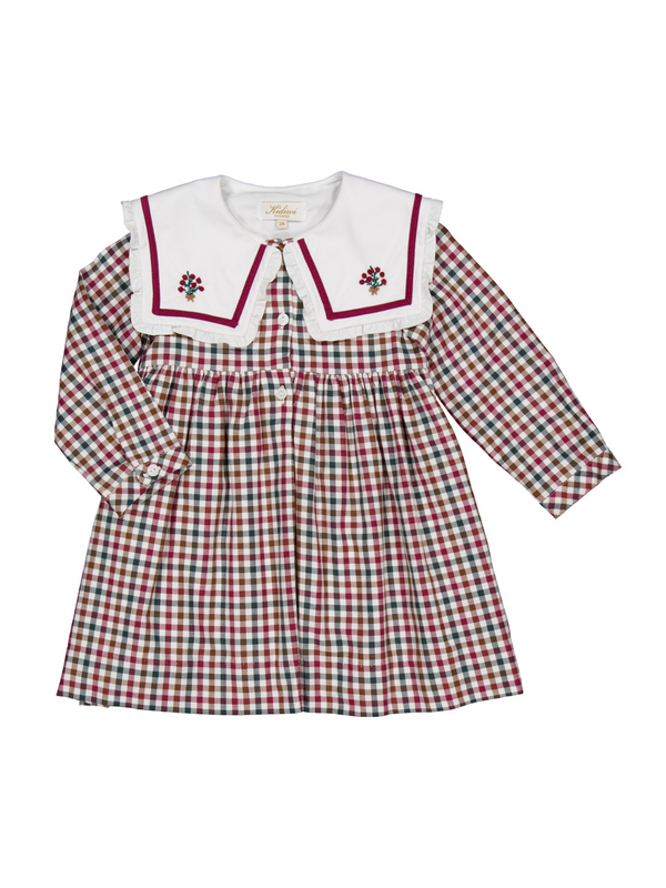 Paola Gingham Dress Dresses Kidiwi Burgundy Gingham 3Y