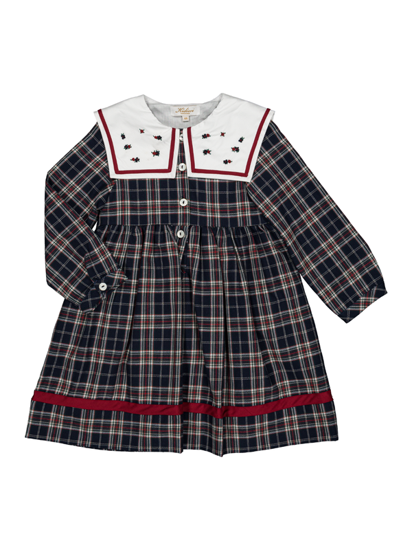 Paola Tartan Dress Dresses Kidiwi Navy Tartan 2Y